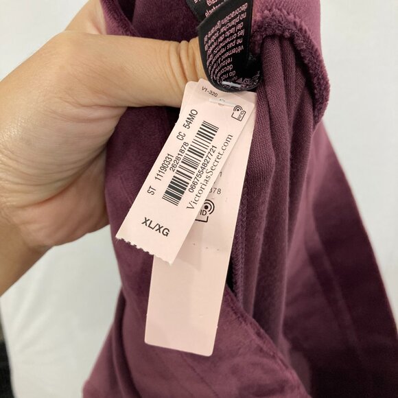 New Victoria's Secret size XL Velour Jogger Pants in Burgundy Slouchy Comfy - Picture 3 of 10